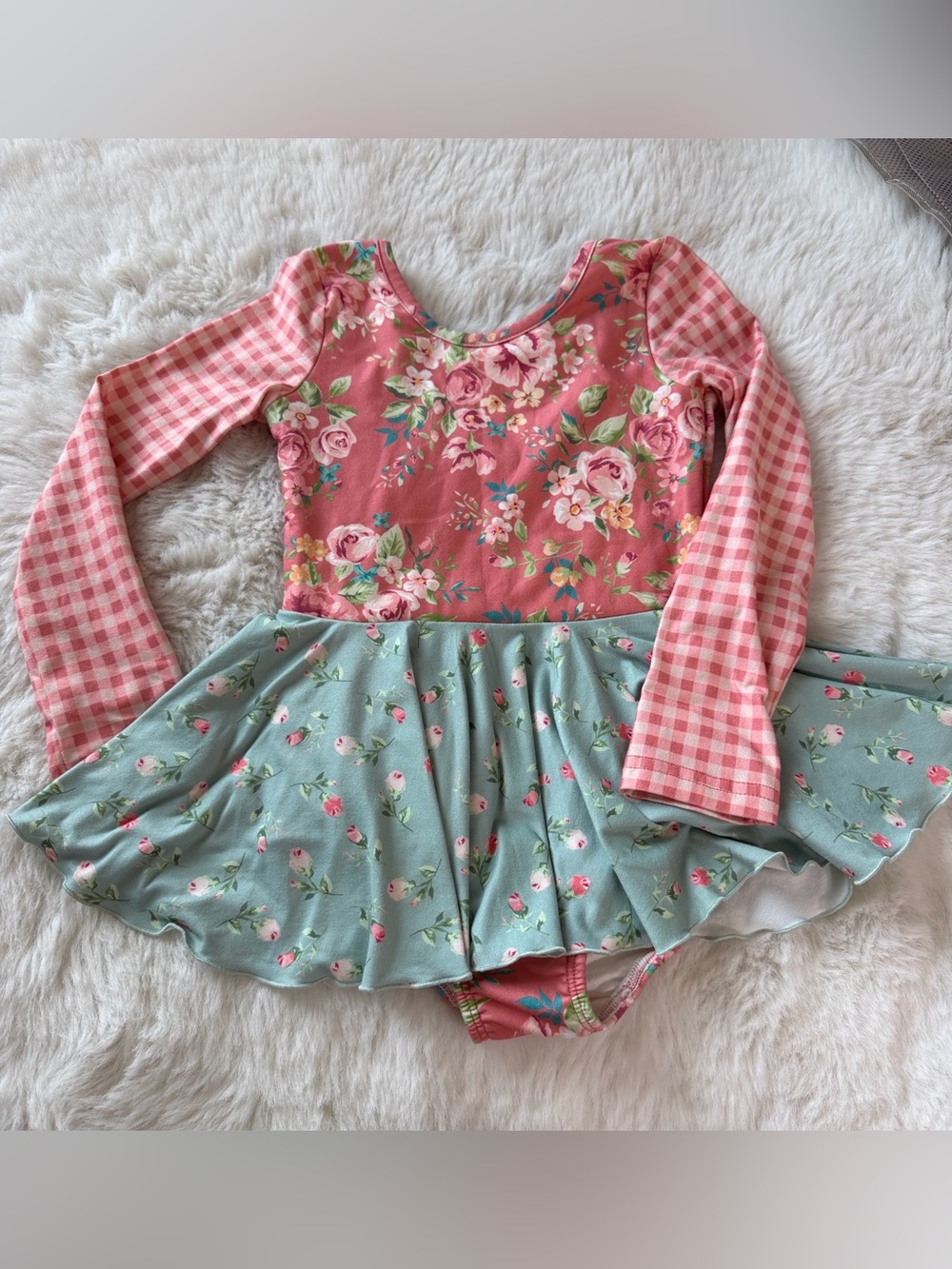 Cheeky Plum Floral Pink & Mint Girls Dance Leotard 5T Leotard